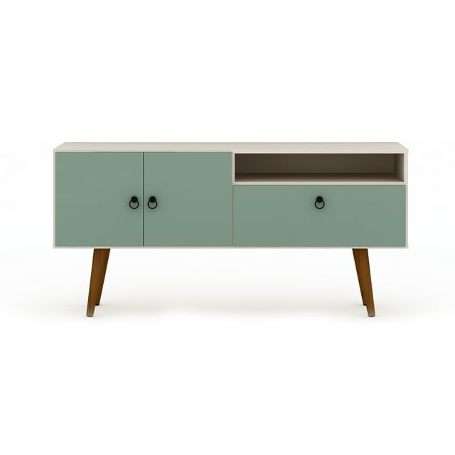 Manhattan Comfort Tribeca Milieu du Siècle Moderne Meuble de Télévision, Blanc et Vert Menthe