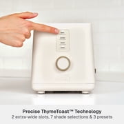 Thyme & Table 2-Slice Toaster, Extra-Wide Slots with Removable Crumb Tray, Sand White