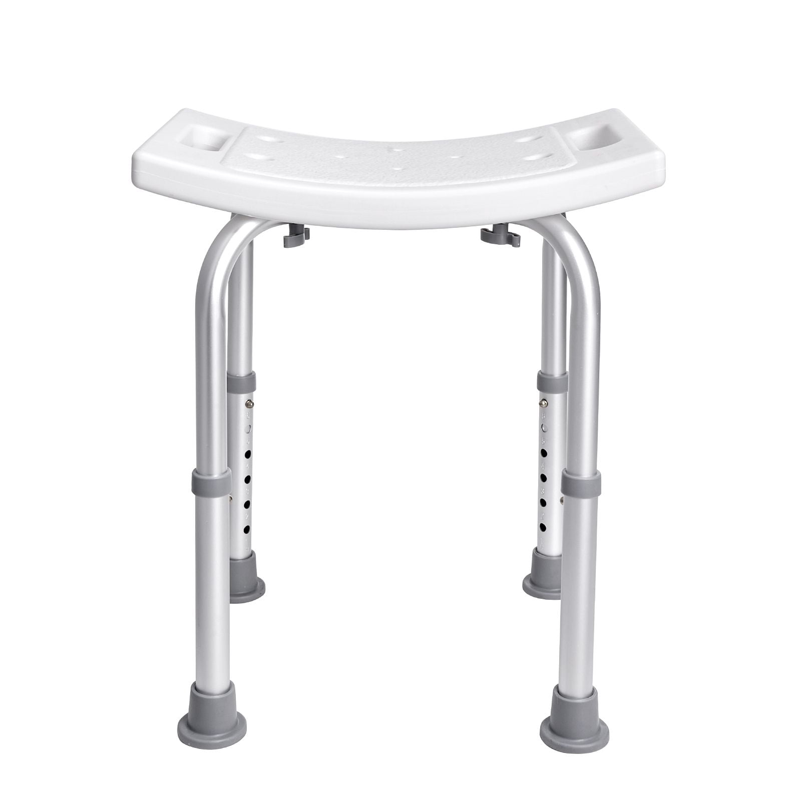 Shower Stool 350 lbs Capacity 6 Height Settings Curved Seat Aluminum for Seniors Bathroom Bathtub
