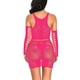 thumbnail image 3 of Vestido ajustado de encaje delgado encantador de malla para mujer, ropa de dormir con guantes, rosa roja Noticed XX000051-09, 3 of 7