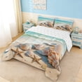 thumbnail image 2 of Erosebridal Sea Beach Starfish Print Full Size Comforter Sets For Kids,Coastal Nature Theme Sea Wave Animals Starfish Bedding Sets,Reversible,3pcs, 2 of 7