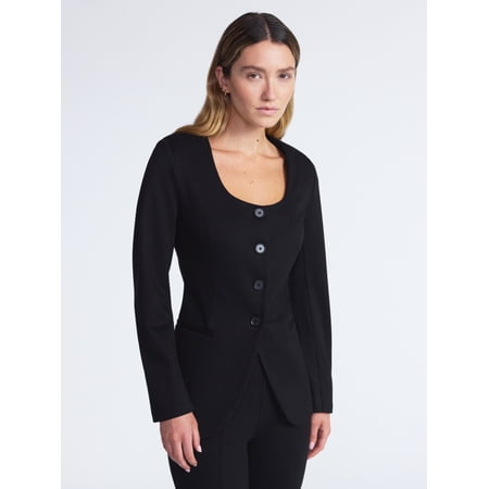 Scoop Women's and Women’s Plus Slim Fit Elongated Ponte Blazer, Sizes XS-4X
