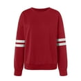 thumbnail image 4 of idosla Womens Varsity Striped Oversized Sweatshirt Crewneck Long Sleeve Casual Fashion Pullover Top Fall Outfits (Red, XL), 4 of 5