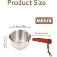 thumbnail image 3 of Butter Warmer Stainless Steel Pot:Chocolate Melting Pot with Wooden Handle,Dual Pour Spout Milk Warmer Pot,Small Heating Cookware for Stove,Induction Cooker (600ml), 3 of 8
