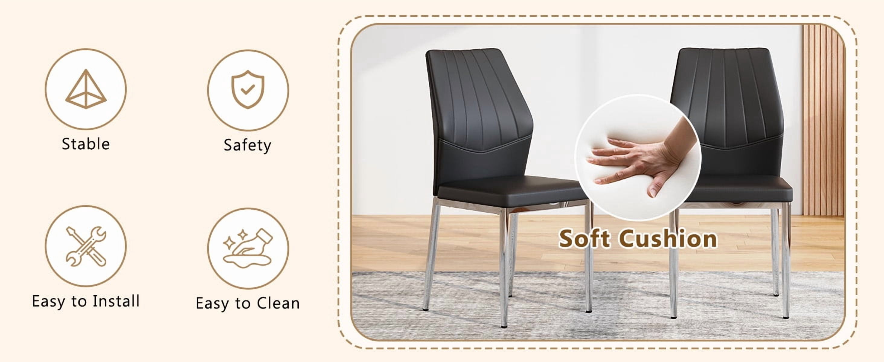 Sailvan Dining Chairs - 37 Inch Ergonomic PU Backrest