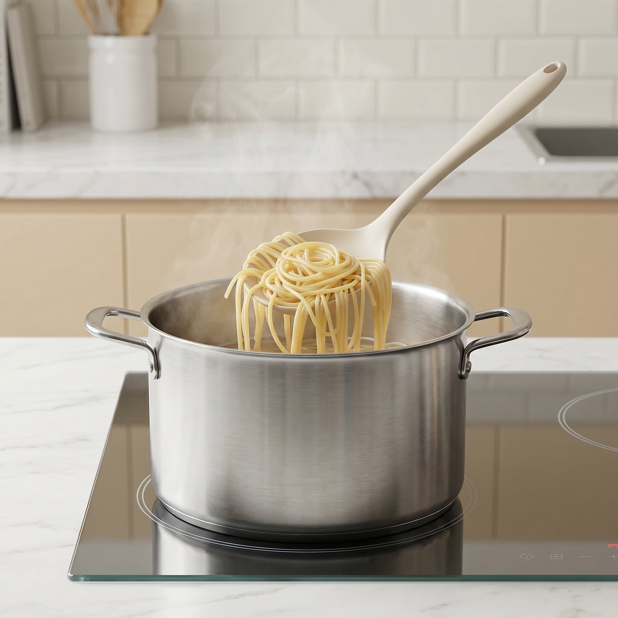 Unique Bargains Non Stick Cookware Silicone Kitchen Utensil Set Beige B 2Pcs