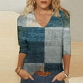 thumbnail image 5 of BangWanChi 3/4 Length Sleeve Womens Tops Plus Size Tunic Fashion Woman Casual V Neck Printing Blouse 3/4 Sleeve T-Shirt Summer Tops, 5 of 5