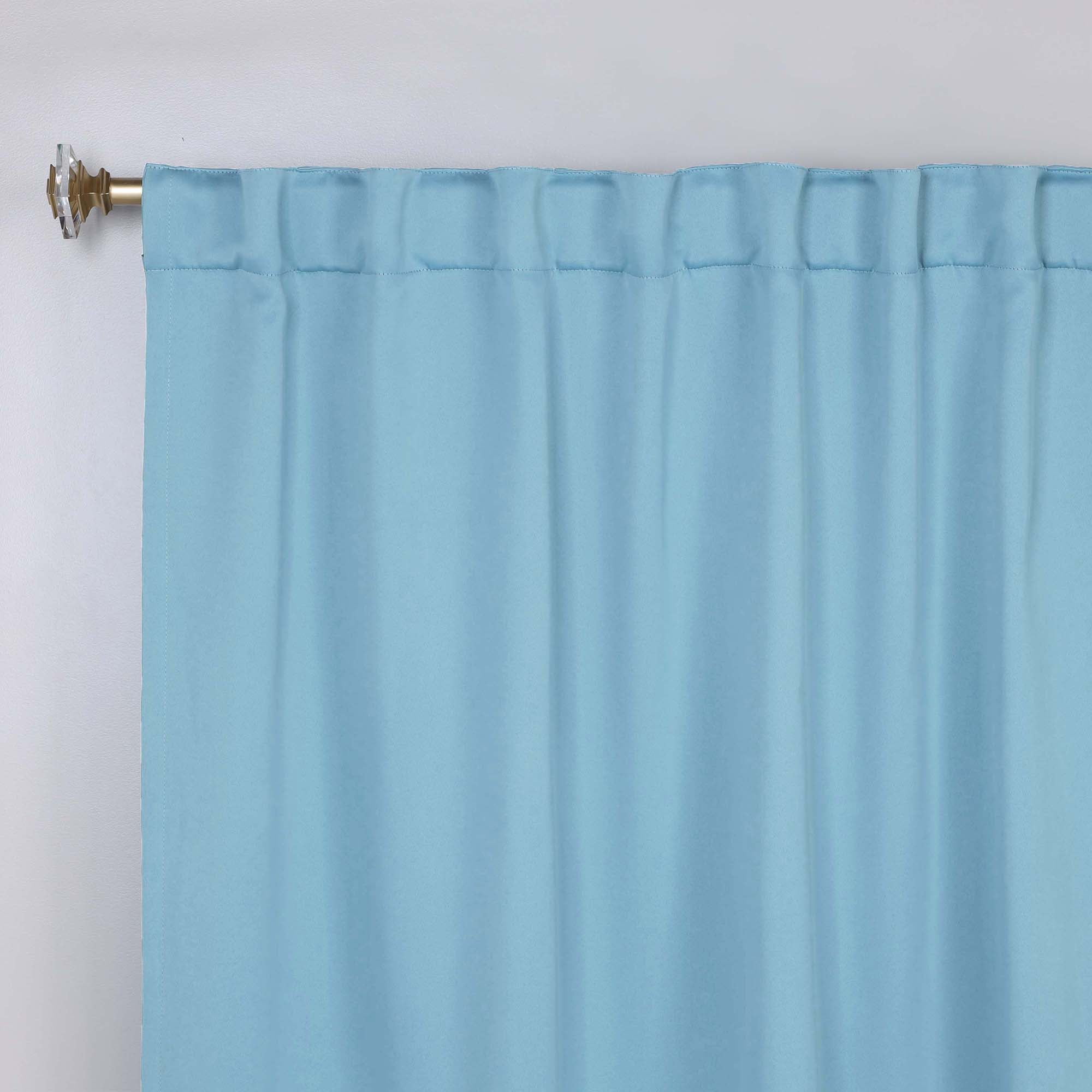 Superior Blackout Solid Light Filtering Back Tab Curtain Panel Set, 42" x 96", Light Blue