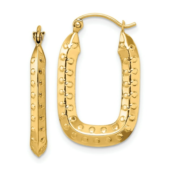 Primal Gold 14 Karat Yellow Gold Textured Rectangle Hoop Earrings