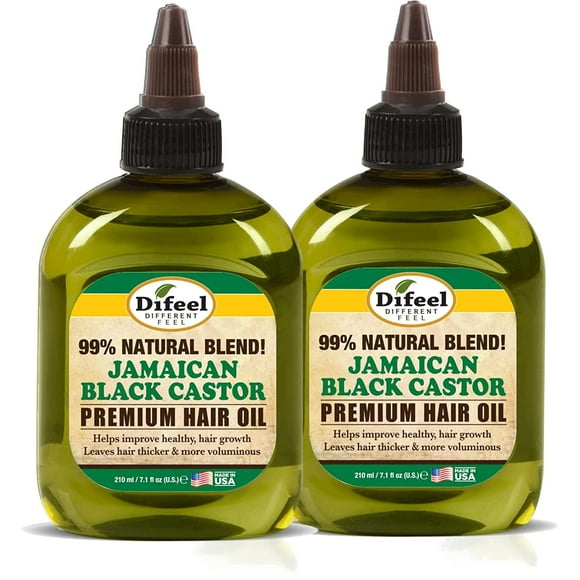 Difeel Premium Natural Aceite de ricino negro jamaicano 7.1 oz (PAQUETE DE 2) - Aceite de ricino negro jamaicano para el crecimiento del cabello