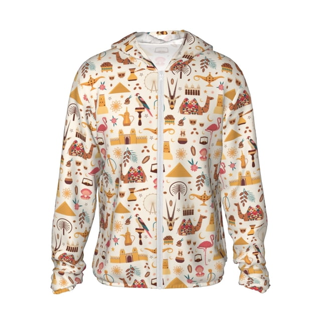 Fotbe UAE Travel1 Chaqueta con Protección Solar UPF 50+ para Hombre y Mujer, Camisa con Capucha y Bolsillos-3X-Large