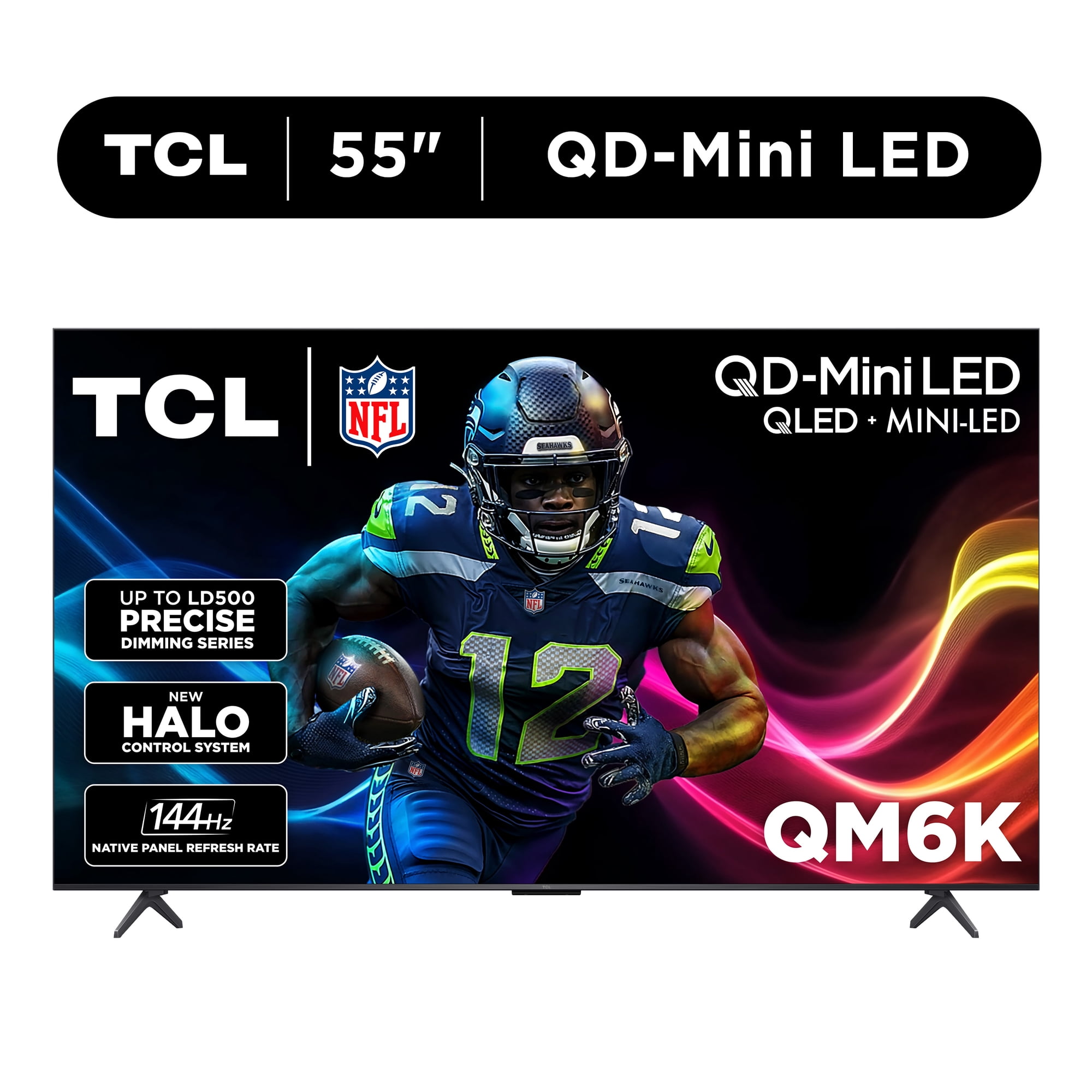 TCL 55" Class QM6K Series QD-Mini LED QLED 4K UHD HDR Smart Google TV (NEW 2025) - 144Hz, Dolby Atmos Onkyo Audio, Halo Control System - 55QM6K