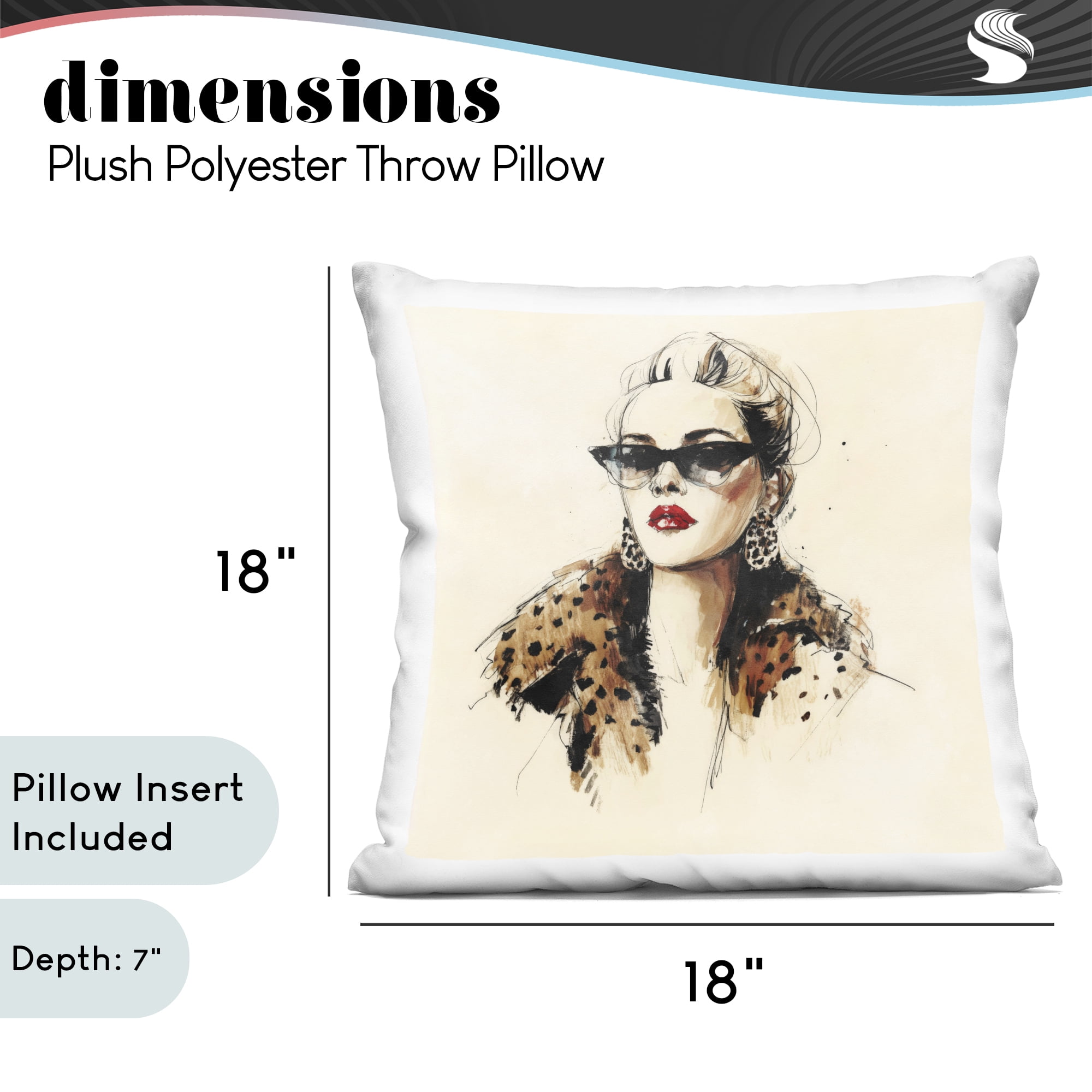 Stupell Industries Glam Leopard Sonata Portrait Decorative Printed Throw Pillow, design by Svetlana Aleynikova, 18 x 7 x 18