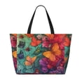 thumbnail image 2 of Naloa Butterfly Flower Cascade Large Capacity Beach Bag, Waterproof Sandproof Beach Swim Pool Bag Tote Bag for Women, 2 of 7
