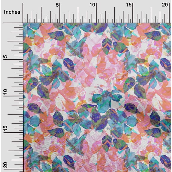 oneOone Silk Tabby Rose Pink Fabric Leaves Watercolor Quilting Supplies Print Sewing Fabric By The Yard 42 Inch Wide