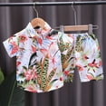 thumbnail image 2 of Odeerbi 1-6 Años Conjunto de Verano Para Niños Hawaiano Camisa de Manga Corta de Algodón Estampado Tropical Conjunto Corto Camisa Gráfica Conjunto de Dos Piezas, 2 of 4