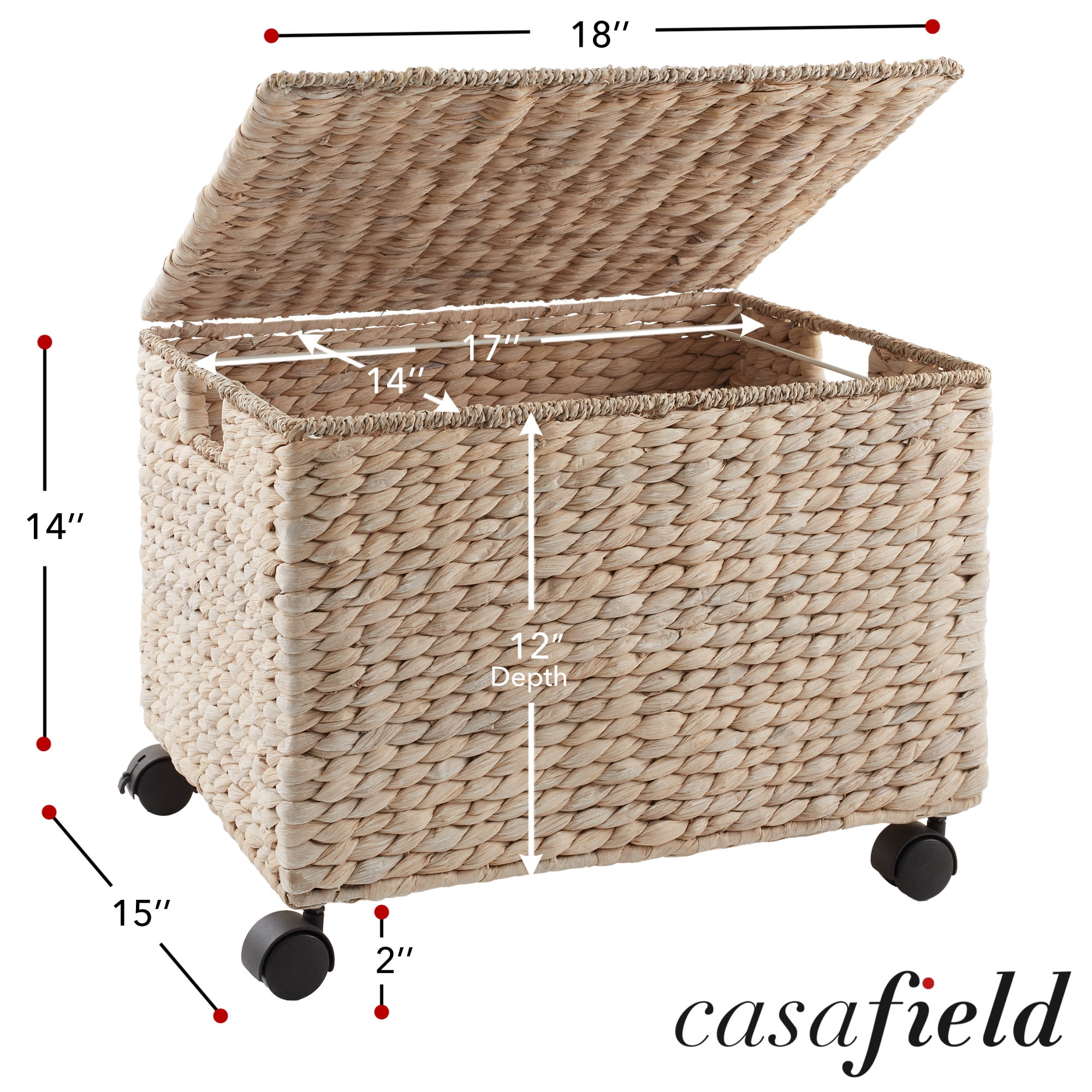 Casafield Rolling Filing Cabinet, Whitewash - Water Hyacinth Hanging File Folder Organizer, Home Office Storage