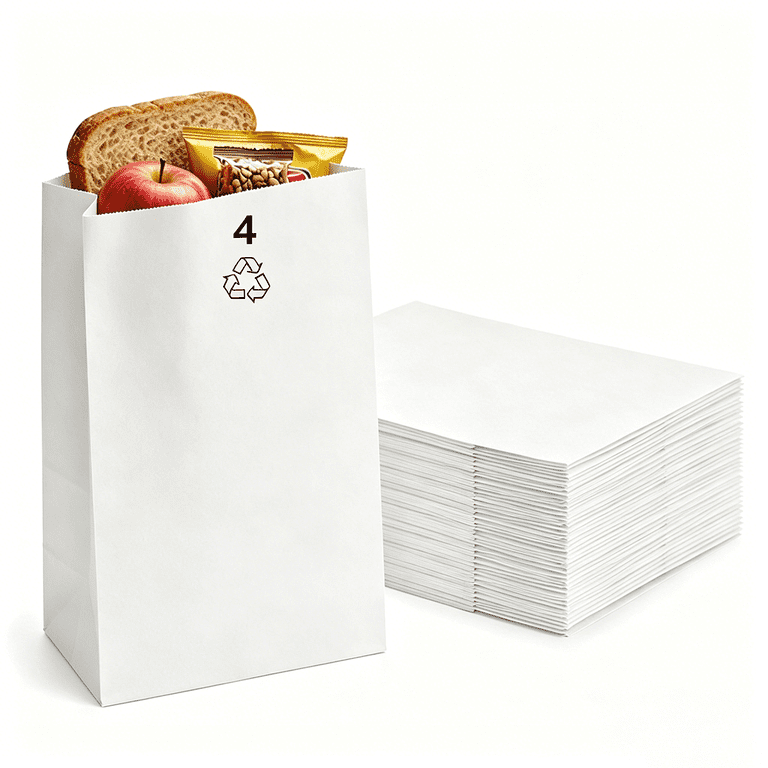 BagDream White Paper Lunch Bags, 5x2.95x9.45", 100 Count photo 1