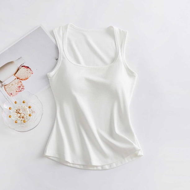 Pijama de manga corta para mujer, de verano, color liso, con tirantes y acolchado en el pecho, ropa interior sin mangas y pijama. Blusa de poliéster para mujer.