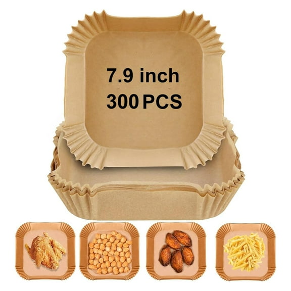 300 PCS 7.9 Inch Square Air Fryer Disposable Baking Paper Liners, Oil-proof Non-Stick Parchment Paper Liners Fit 5-8QT Basket for Air fryer Microwave Oven Frying Pan
