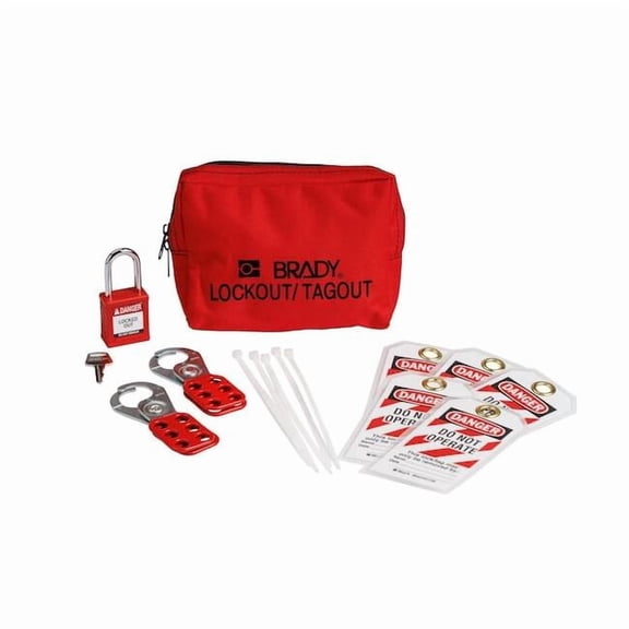 Brady Lockout Kit,2 Lockouts,5 Tags,Red 153668