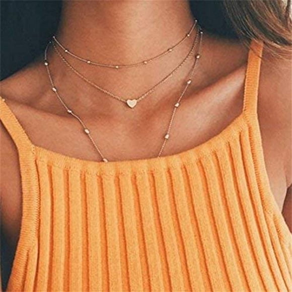 EGNMCR Colliers & Pendentifs Collier pour Femmes Tendance Multi-Couches Idée Cadeau Eari ng