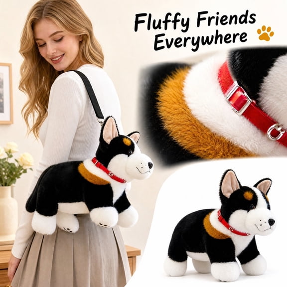 Knisume Realistic Corgi Plush Toy - Fluffy Coat Stuffed Animal for Collectors, Lifelike Cute Plushies Display Piece, Great Stuffed Animal with Stuffed Animals Style