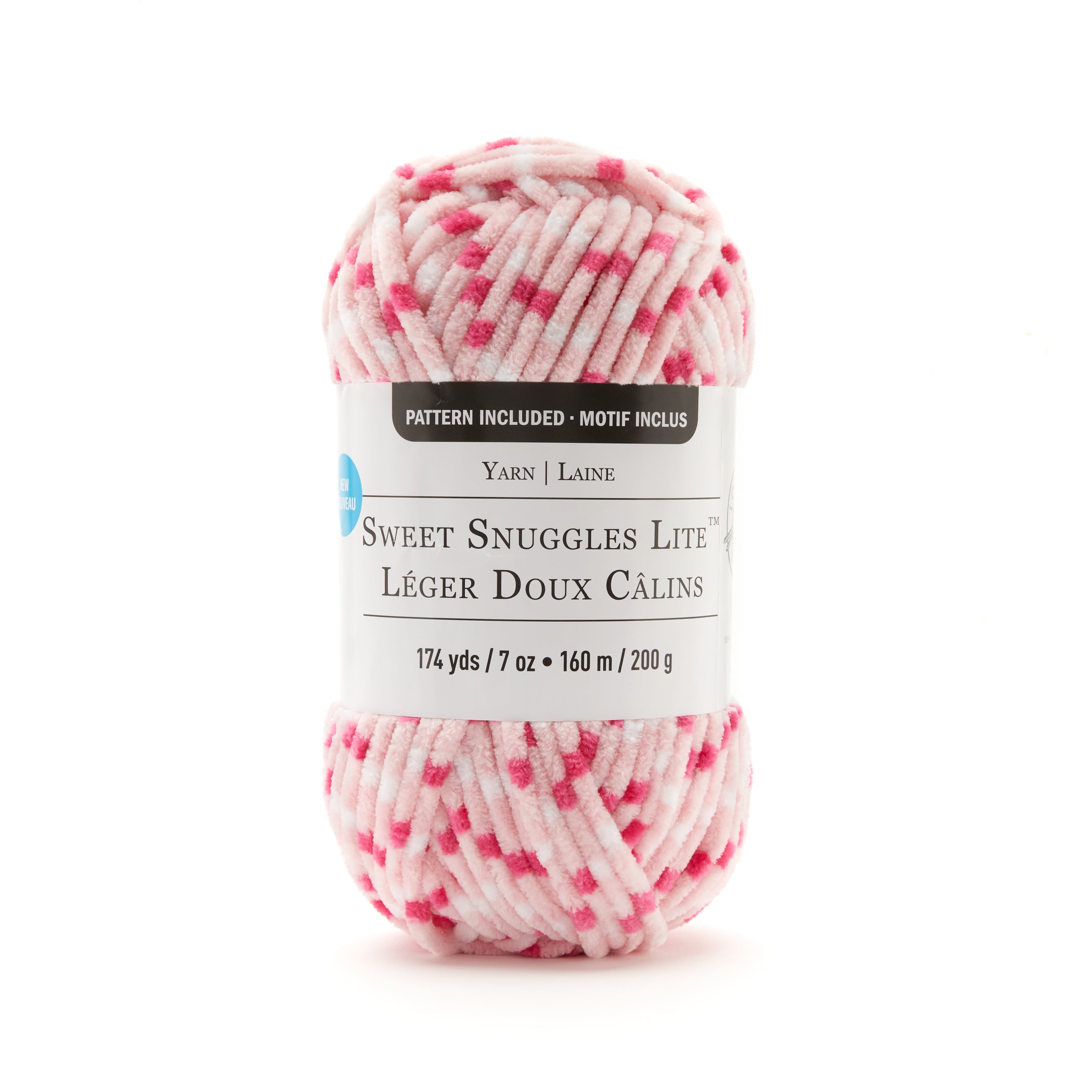 (3 pack) Sweet Snuggles Lite Variegated Striped Yarn by Loops & Threads - Yarn for Knitting - Crochet - Weaving - and Arts & Crafts - Pink - Polyester - 7 oz