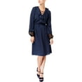 thumbnail image 2 of Kobi Womens Damaris Printed Cinched Waist Cocktail Dress Blue L, 2 of 2