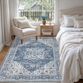 thumbnail image 3 of 4x6 Area Rugs for Living Room: Washable Rug Soft Vintage Boho Medallion Carpet Indoor Floor Non-Slip Stain Resistant Large Carpets for Bedroom Dining Room Farmhouse Nursery Home Office Blue, 3 of 18