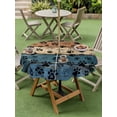 thumbnail image 5 of Navy Blue Brown Table Cloth Round Tablecloth, Rustic Farmhouse Dog Paw Vintage Waterproof Wrinkleproof Table Cover with Umbrella Hole and Zipper for Party/Dining/Patio/Wedding 54 Inch, 5 of 9
