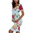 thumbnail image 7 of Taqqpue Women's Maternity Dress Short Sleeve Crew Neck Bodycon Wedding Guest Pregnancy Dresses Printed Fitted Stretch Maternity Clothes Summer Boho Baby Shower Photoshoot, 7 of 7