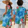 thumbnail image 4 of Jeiento His and Hers Matching Outfits Sea Turtle Womens Hawaiian Dresses Summer Shirts for Men Tropical Floral Casual Button Up Shirt Men and Women Matching Outfits Flowy Tiered Beach Vacation Dress, 4 of 6