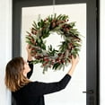 thumbnail image 4 of 19.7 Inch Winter Wreath for Front Door, Artificial Christmas Wreath with Flocked Lambs Ear Red Berries Pinecones, All Season Outdoor Indoor Wall Holiday Decor for Thanksgiving, 4 of 6