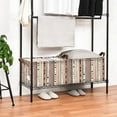 thumbnail image 3 of Yayeee Foldable Storage Basket for Shelves with Handles Set of 2 Waterproof Cloth Bins, Brown Abstract Dots, 3 of 7