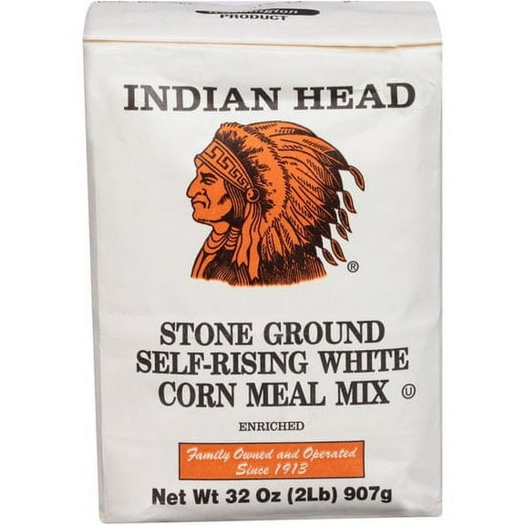 Indian Head, Stone Ground Self-Rising White Corn Meal Mix, 32oz