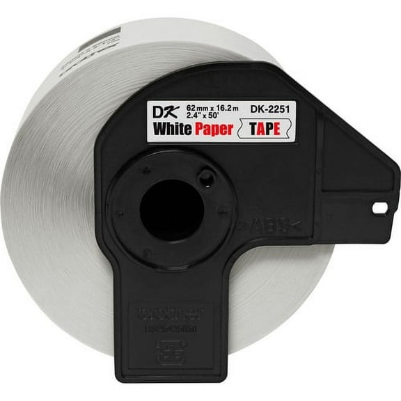 Brother DK2251 - Black/Red on White Continuous Length Paper Labels - 2.40" Width x 50 ft Length - White - Paper | Bundle of 5 Rolls