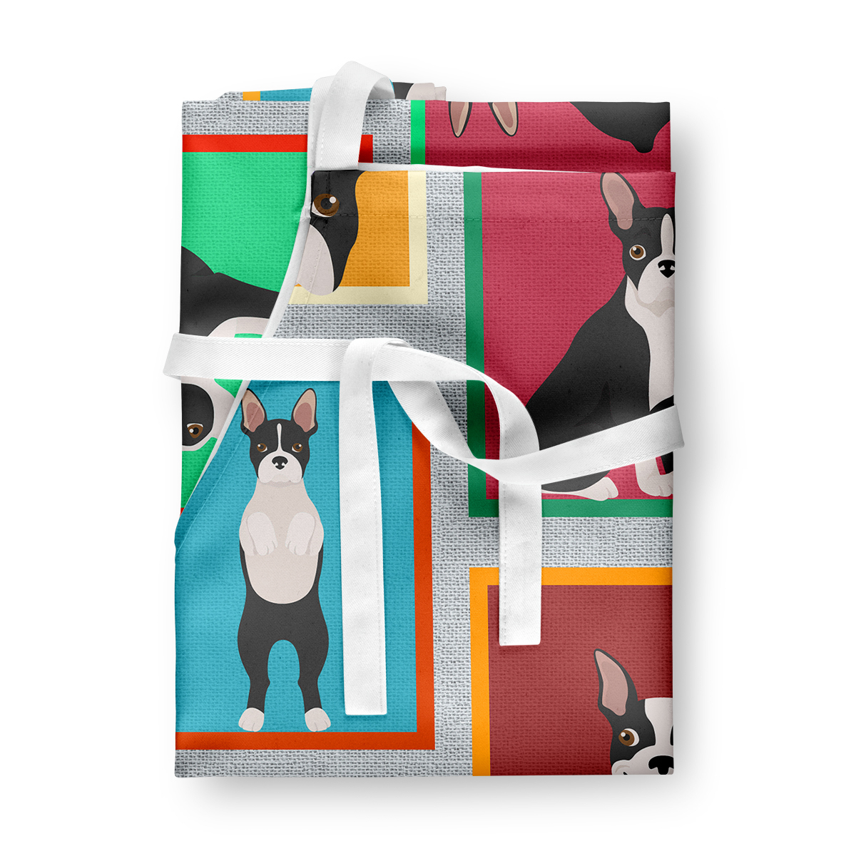 Lots of Boston Terrier Apron 27 in x 30 in