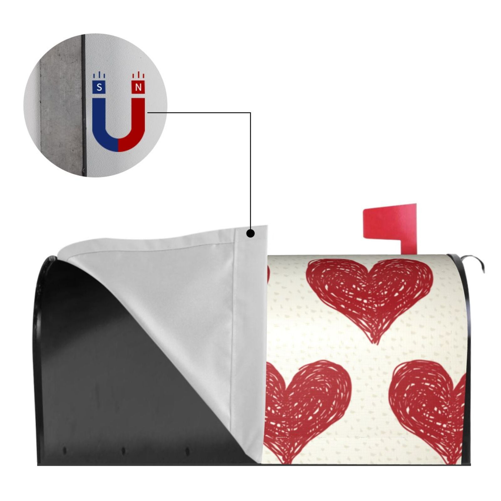 Xecao Love for Mailbox Cover with Magnetic Strips, Waterproof and Sunscreen, Adds a Decorative Touch to Your Garden Yard.