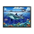 thumbnail image 2 of Stupell Industries Dolphins Swimming Bold Coral Reef Coastal Painting Gray Framed Art Print Wall Art, 2 of 5
