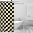 thumbnail image 2 of Shower Curtain, khaki black checkered Waterproof Fabric Plastic Shower Curtain, Drying Fast Bathroom Curtain with 9 Buttonholes, Ruffle Shower Curtain 60x72in, 2 of 8