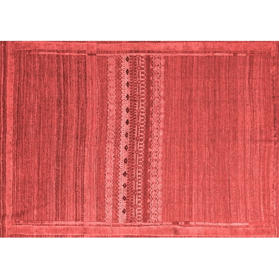 Ahgly Company Indoor Rectangle Abstract Red Modern Area Rugs, 5' x 8'