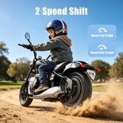 SaveJoy BMW Licensed Kids Electric Motorcycle, 24V Kids Electric Dirt Bike, 280W Powered Ride On Motorcycle with Removable Training Wheels, Suspension, Black