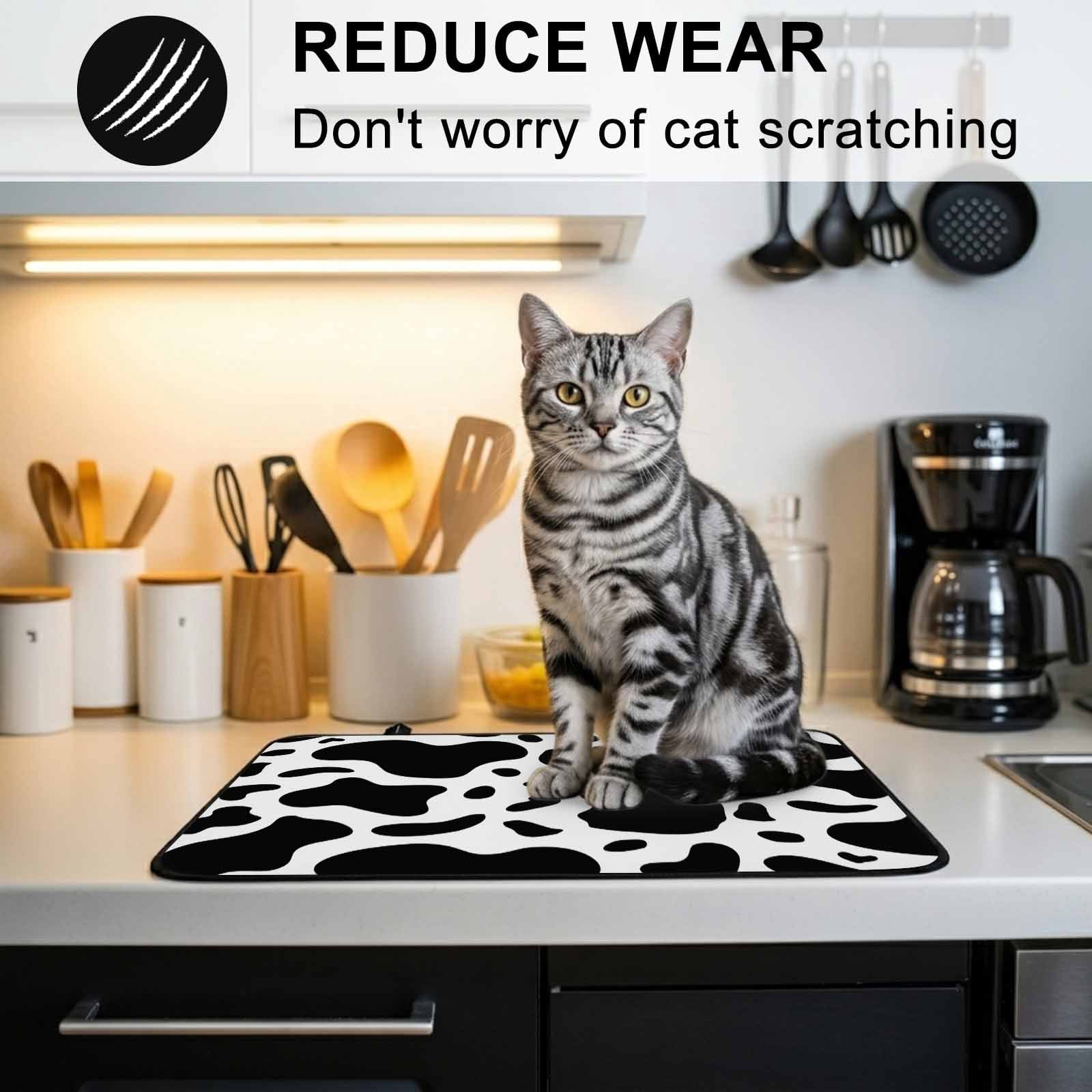 Black and White Stove Top Cover for Electric Stove, Heat-proof & Non Slip Glass Top Stove Cover Protector, Farmhouse Cow Black White Kitchen Flat Cooktop Rubber Mat 24x21 Inches