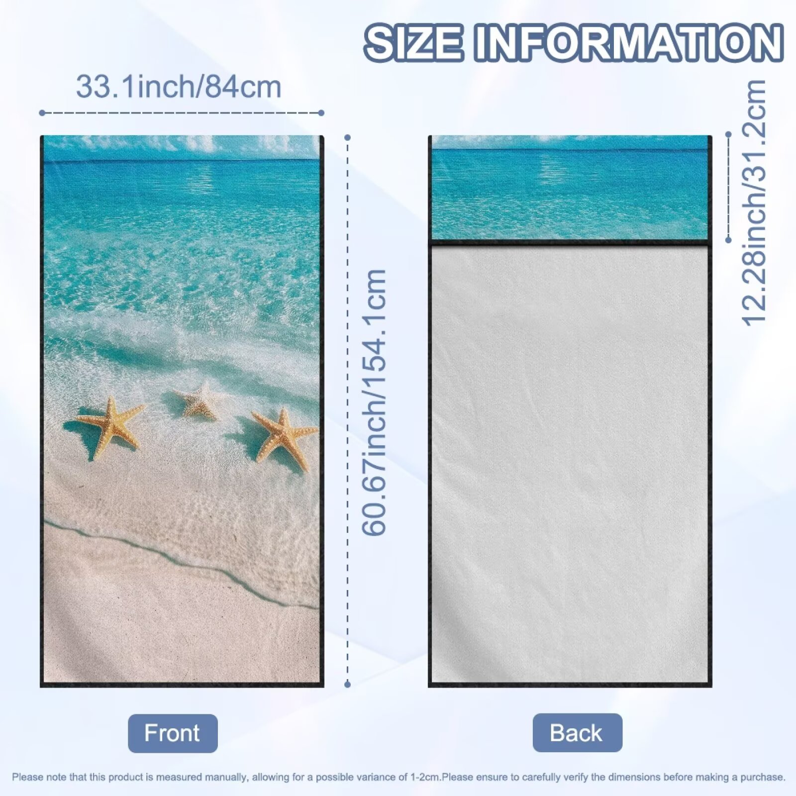 Binienty Beach Starfish Car Seat Towel Cover After Gym Workout Beach Swimming Sweating Car Seat Cover Fits for Car SUV Sedan Truck Front Seats
