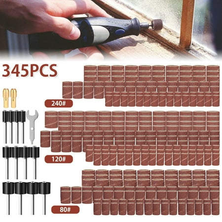 

Hands DIY 345pcs Sanding Drum Kit 330pcs Alumina 80 120 240 Grit Drum Sander Sleeves 12pcs Drum Mandrels 2pcs Self-Tightening Drill Chuck 1pc Combination Wrench Compatible with Most Rotary Tool