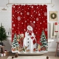 thumbnail image 7 of Shower Curtain 36"W x 72"L Christmas Snowman Winter Xmas Tree Red Fabric Shower Curtains Set with Hooks Water Repellent Bathroom Curtains Machine Washable Bathroom Accessories, 7 of 7
