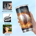 thumbnail image 6 of SKYSONIC Ice Fire Baseball Tumbler Stainless Steel Double Wall Vacuum Reusable Insulated Mug with Straw and Built-in Coaste for Cold and Hot Beverages, 20oz, 6 of 7