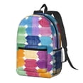 thumbnail image 3 of 17in Backpack With Pocket Adjustable Shoulder Strap Large Capacity Zipper Opening And Closing Double Pull Head Zipper For Work Travel Sports Aliceblue Colorful Houndstooth Hand-Drawn Sketch_1, 3 of 8