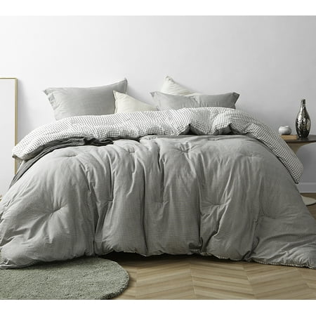 Gingham Gray Oversized Comforter 100 Cotton Bedding